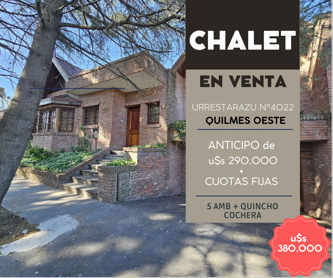Chalet en Barrio Parque Calchaqui - QUILMES OESTE - FINANCIACION